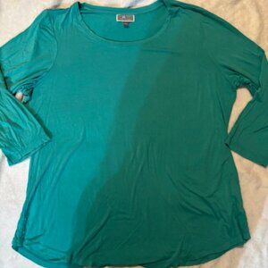 JM Collections Seafoam Green Women's 1X Pull-Over 3/4 Sleeve Scoop Neck T-Shirt